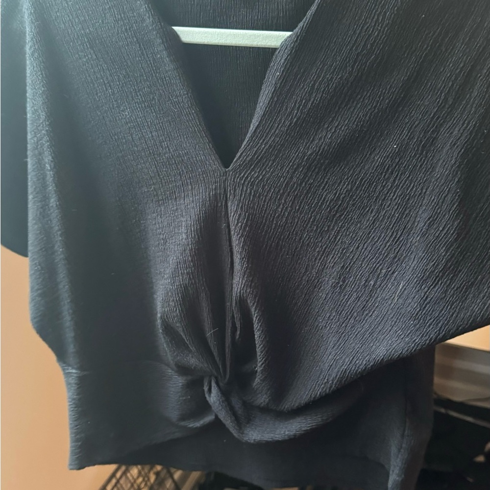 Zara Black Textured Women's Blouse